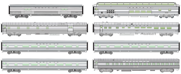 Santa Fe 1954 El Capitan - Deluxe 8-Car Set #1 (Real Metal Finish